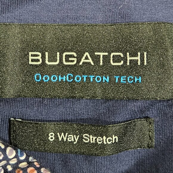 Bugatchi OoohCotton Tech Polo Shirt 8-Way Stretch Navy Dotted XL - Picture 3 of 7